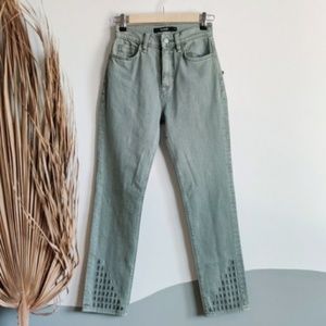 NEW Hudson Holly High Rise Straight Crop Jeans Sage Green